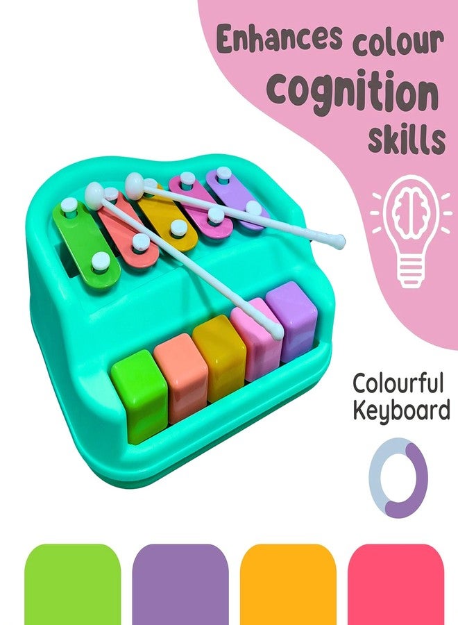 RAINBOW RIDERS Small Xylophone Musical Instrument 2 in 1 Piano and Xylophone Toy with Colorful Keys and Mallets Educational Musical Toy for Toddlers, Babies, Boys, and Girls (Light Green) - Image 4